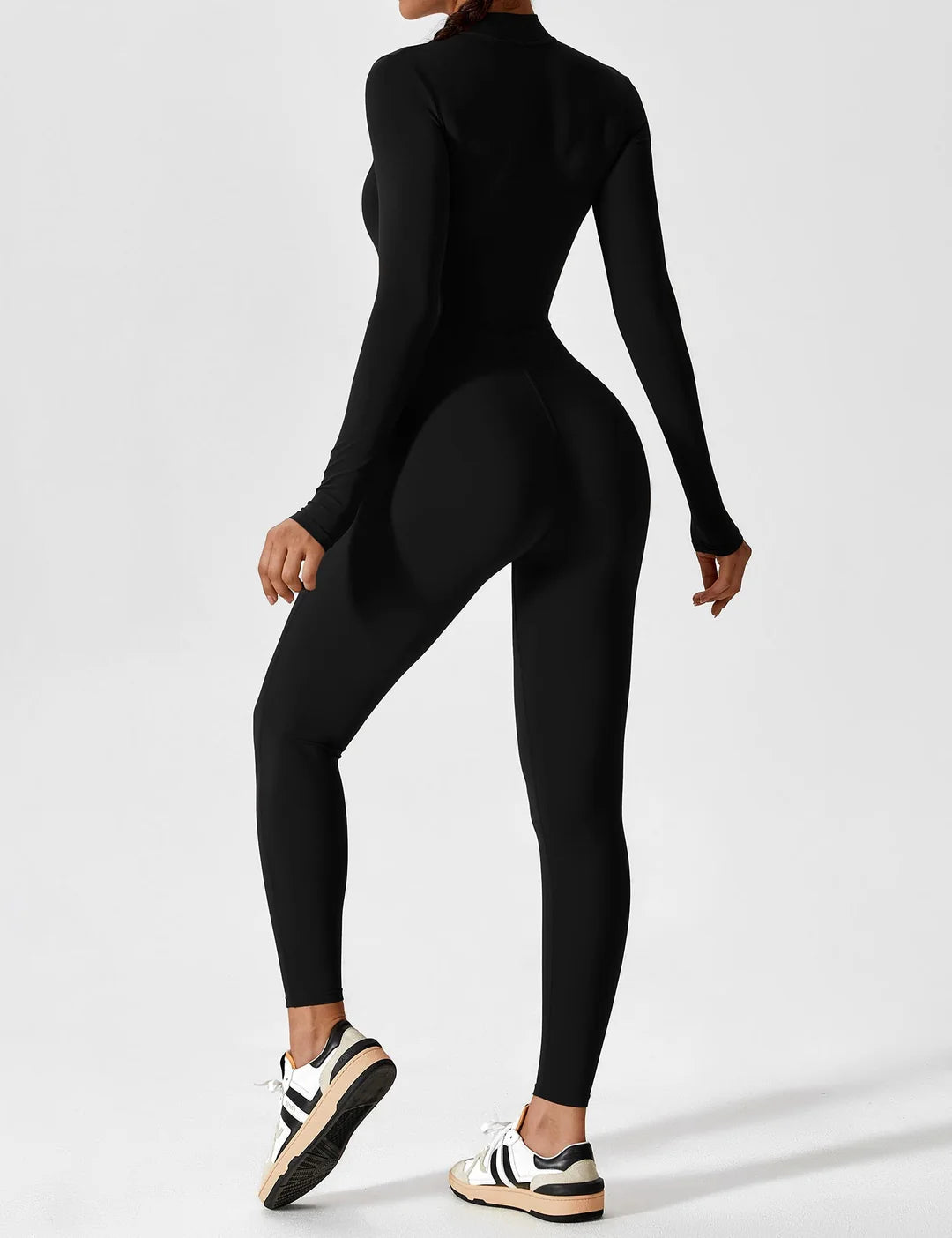 Women’s Long Sleeves Zip Front Stretch Jumpsuit