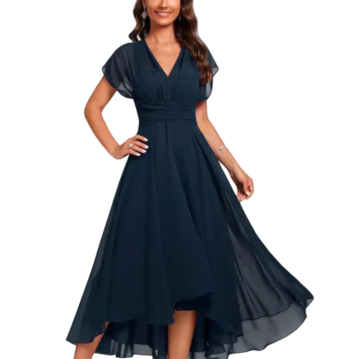 Women’s Formal Midi Dress with Gathered Waist
