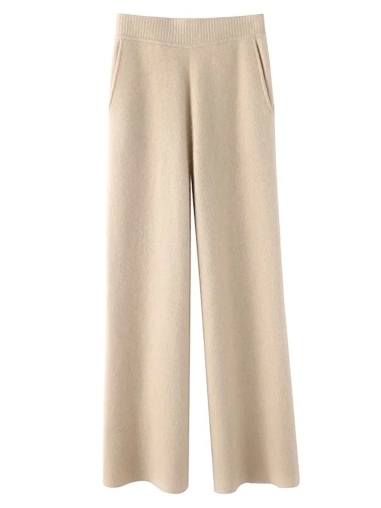 Women’s High-Rise Sweater Pants with Side Pockets