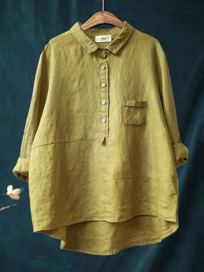 Women’s Long Sleeve Button-Front Shirt with Chest Pocket