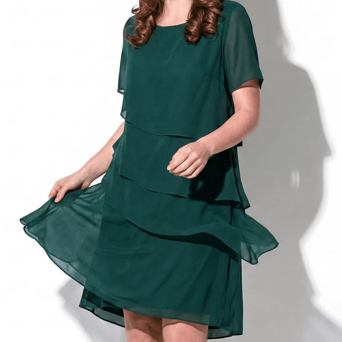 Women’s Mini Dress with Short Sleeves and Tiered Design