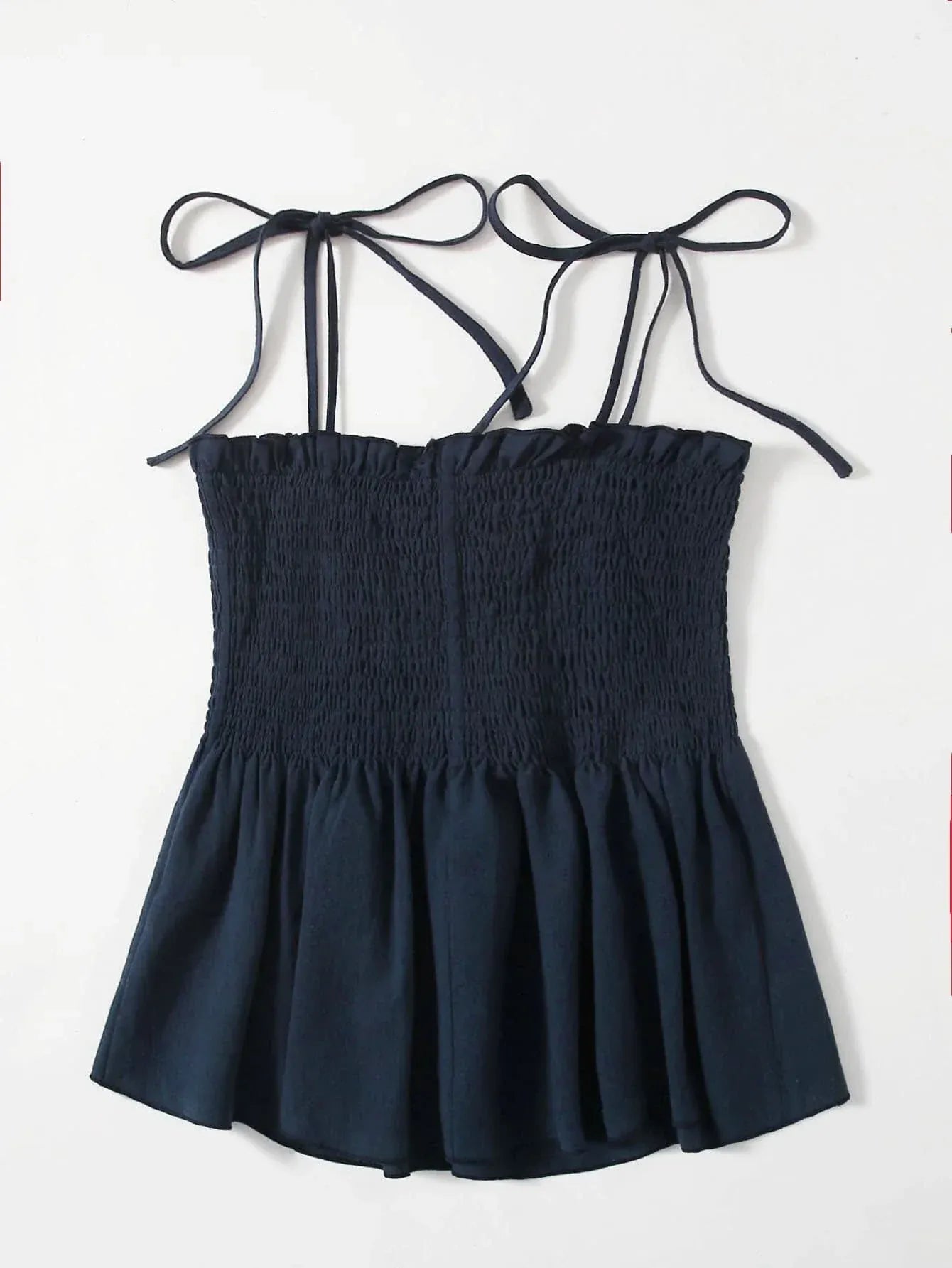 Women’s Sleeveless Top with Adjustable Tie Straps and Shirred Bodice