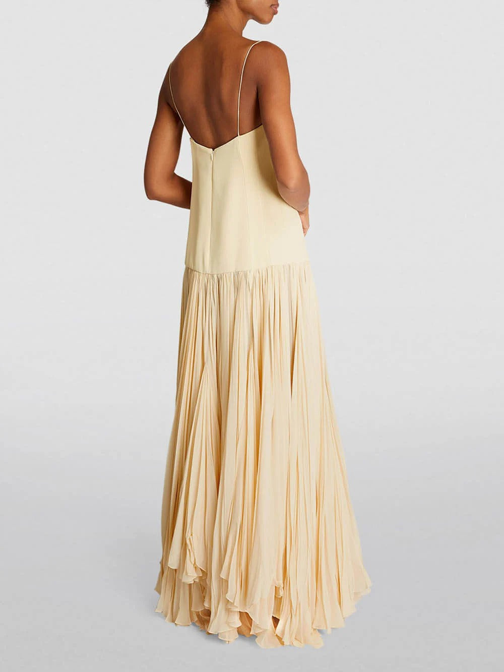 Women’s Spaghetti Strap Maxi Dress with Pleated Skirt and Tiered Hem
