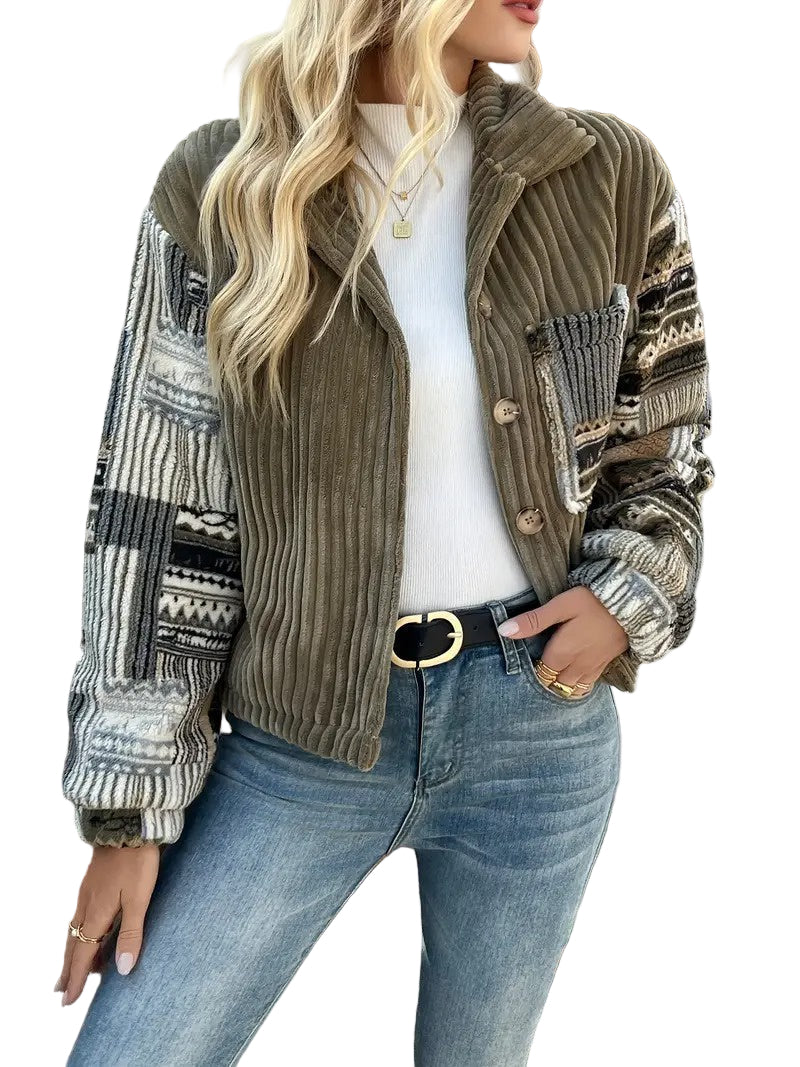 Women’s Buttoned Jacket with Chest Pocket