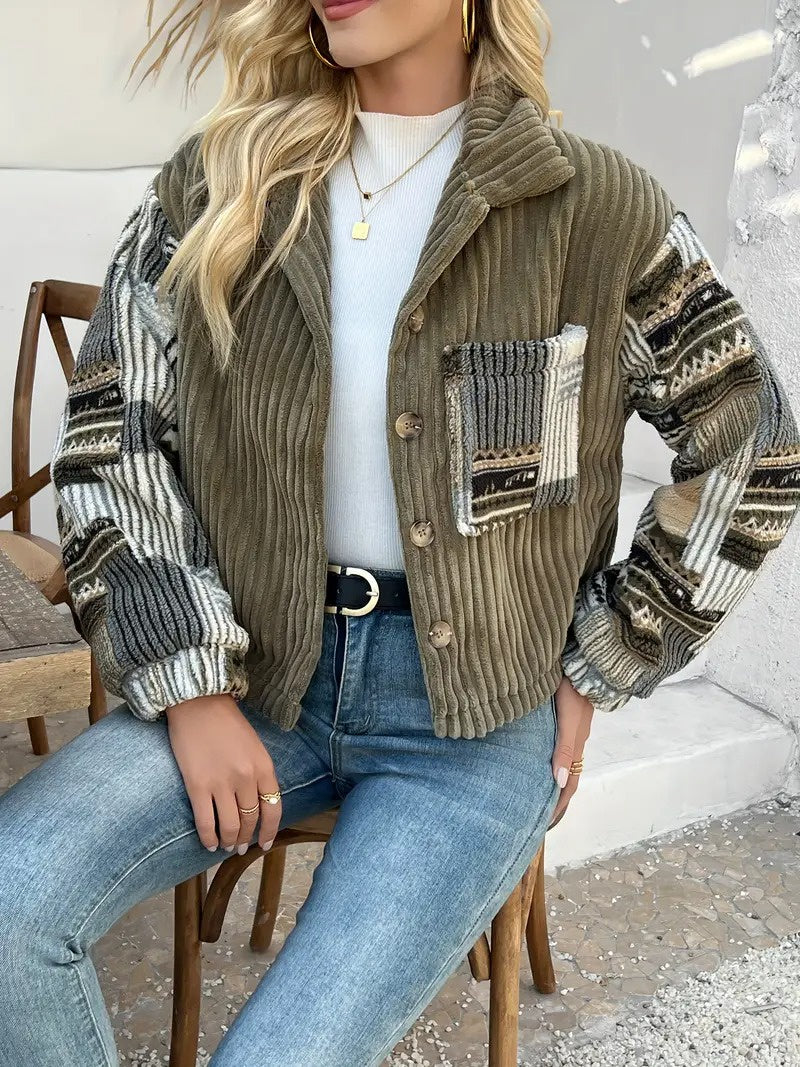 Women’s Buttoned Jacket with Chest Pocket