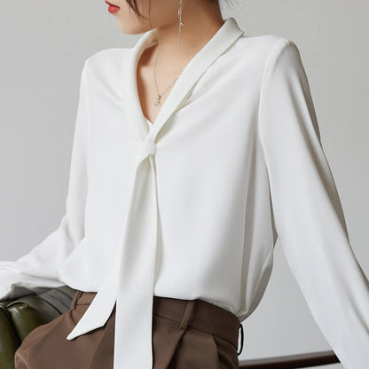 Women’s Blouse with Collar Neck and Attached Tie