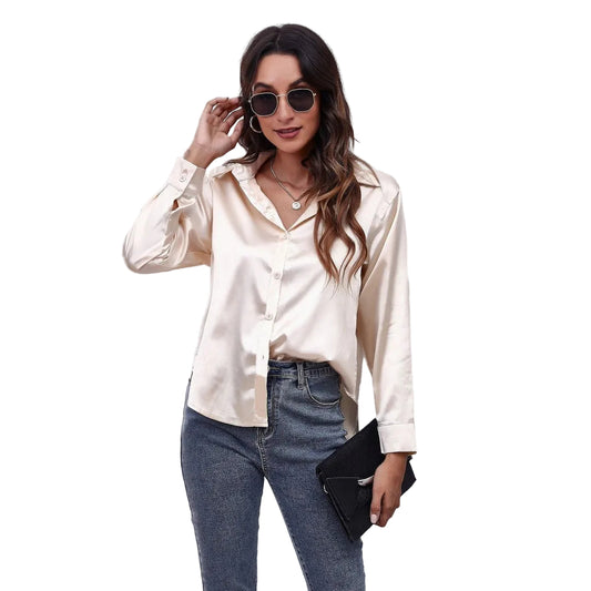 Women’s Button Front Blouse with Long Sleeves