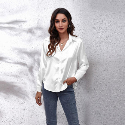 Women’s Button Front Blouse with Long Sleeves