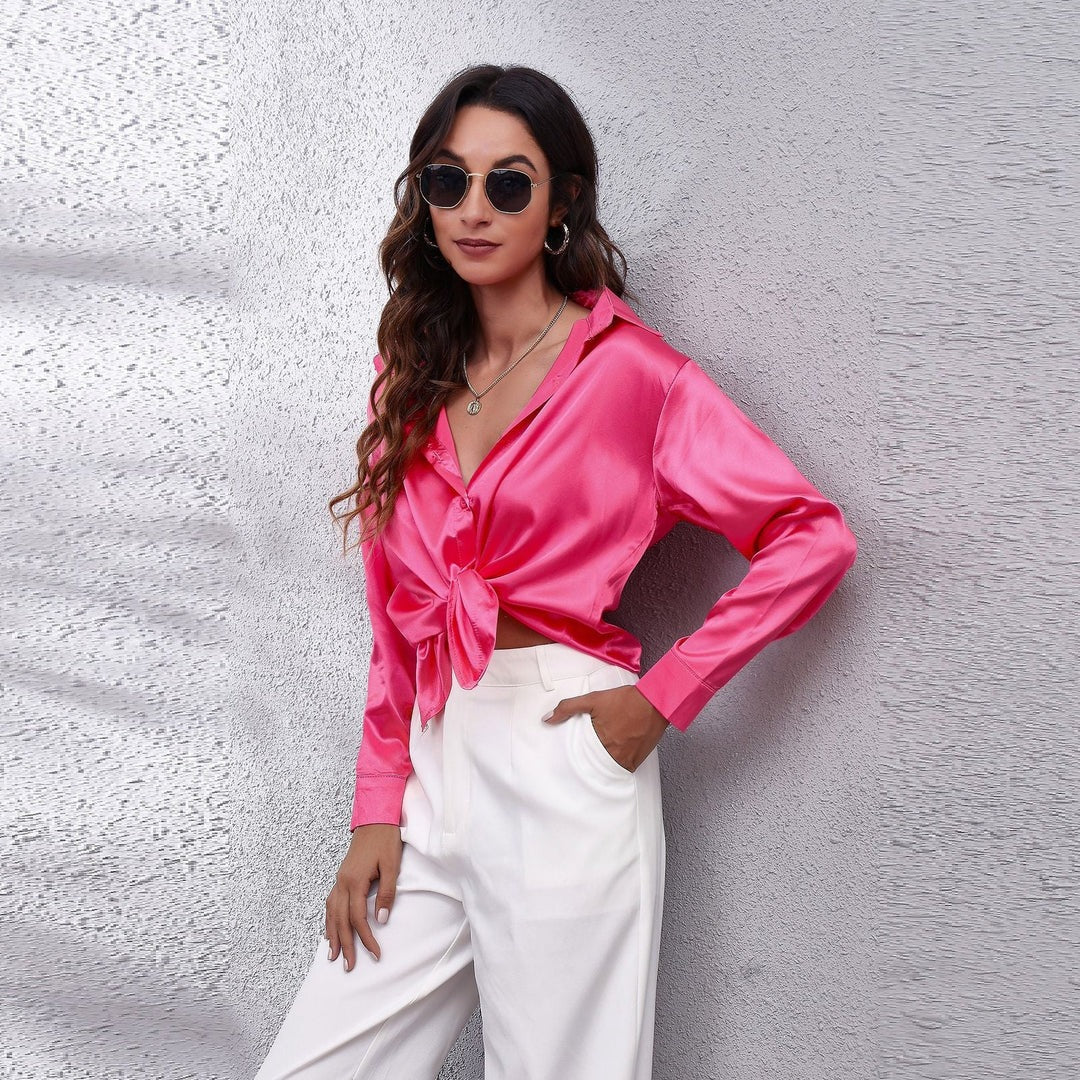 Women’s Button Front Blouse with Long Sleeves