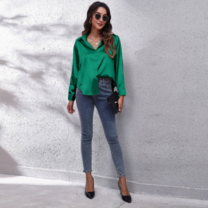 Women’s Button Front Blouse with Long Sleeves
