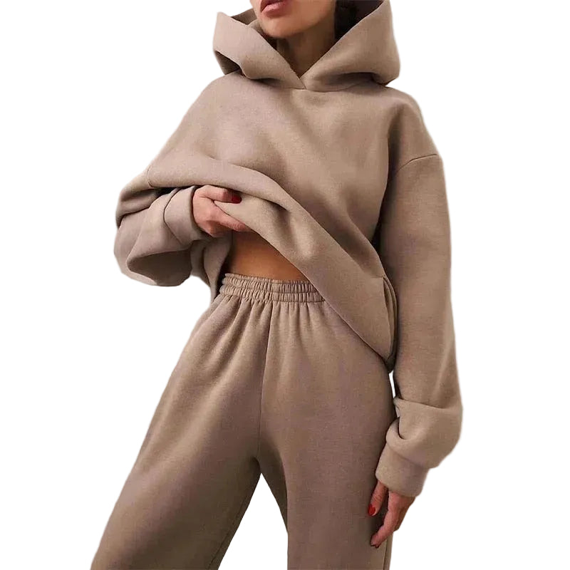 Women’s Hooded Long Sleeve Top and Straight Leg Pants Set