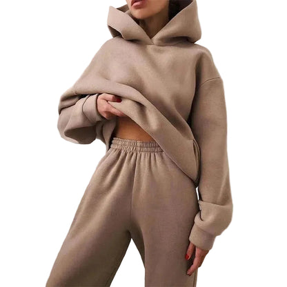 Women’s Hooded Long Sleeve Top and Straight Leg Pants Set