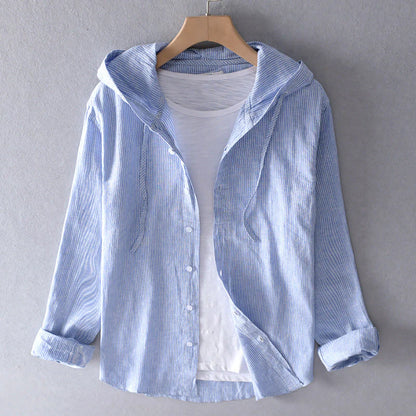 Women’s Long Sleeve Button-Up Shirt with Hooded Collar
