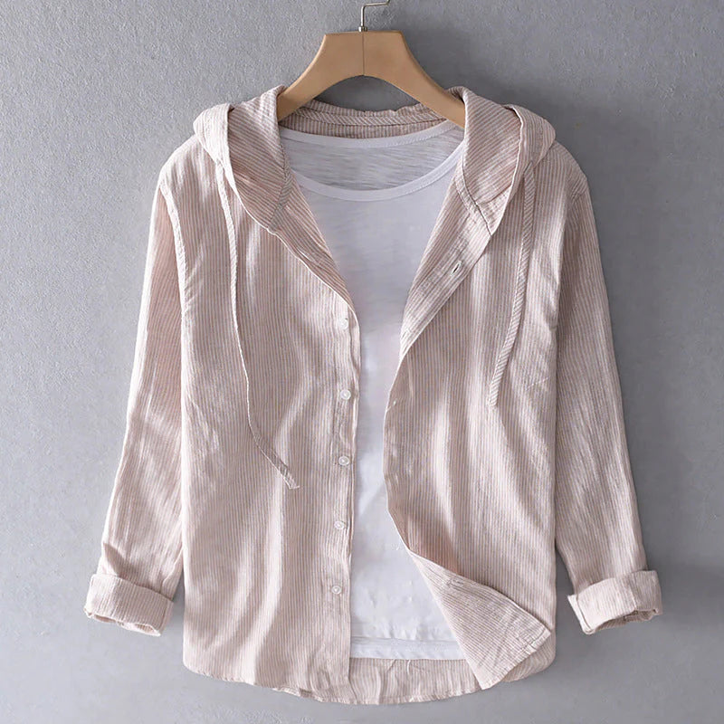 Women’s Long Sleeve Button-Up Shirt with Hooded Collar