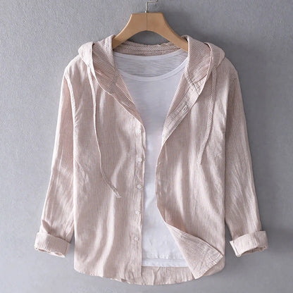 Women’s Long Sleeve Button-Up Shirt with Hooded Collar