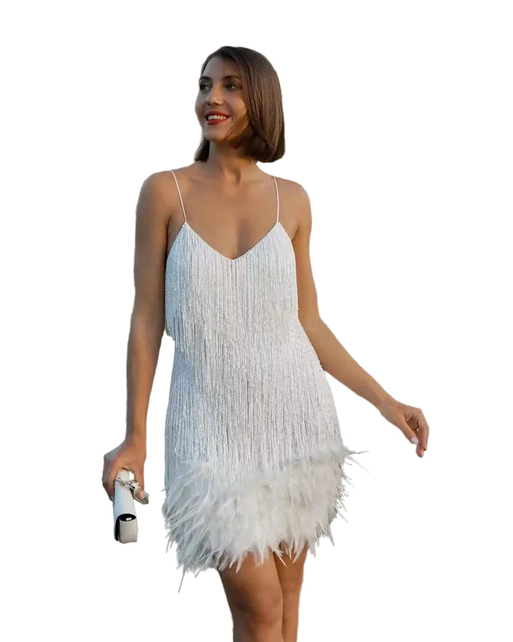 Women’s Mini Dress with Layered Fringe