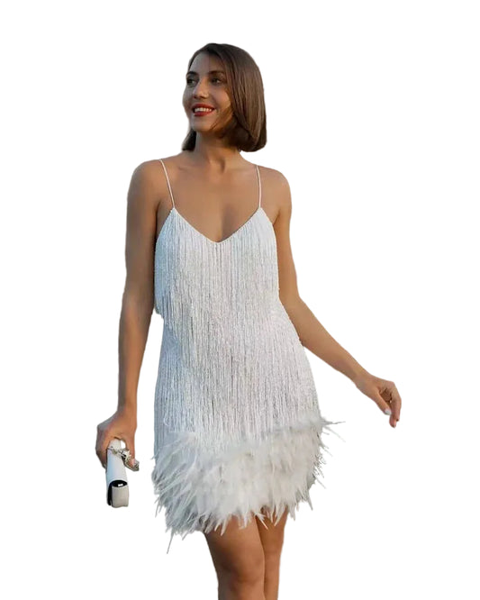 Women’s Mini Dress with Layered Fringe