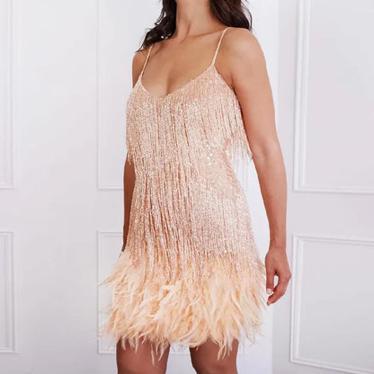 Women’s Mini Dress with Layered Fringe