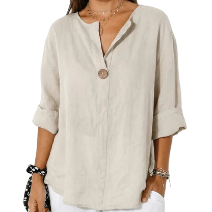 Women’s Shirt with Single Button Closure and V-Neck Cut