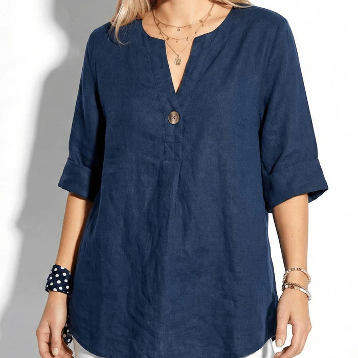 Women’s Shirt with Single Button Closure and V-Neck Cut