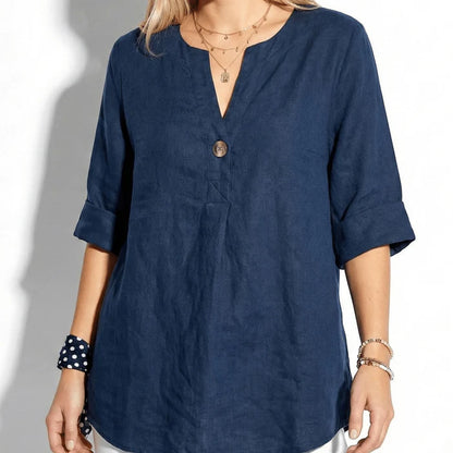 Women’s Shirt with Single Button Closure and V-Neck Cut