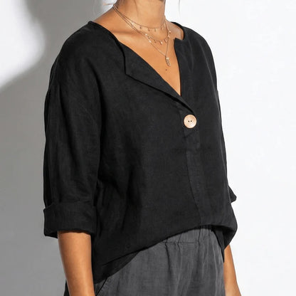 Women’s Shirt with Single Button Closure and V-Neck Cut