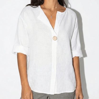 Women’s Shirt with Single Button Closure and V-Neck Cut