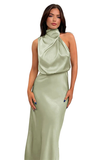 Women’s Sleeveless Midi Dress with High Neck