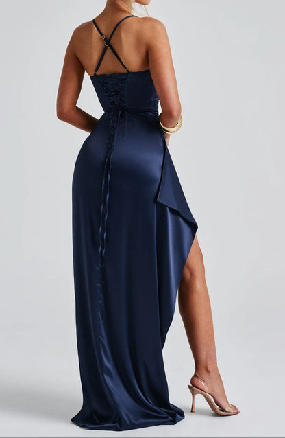 Women’s Sweetheart Neck Maxi Dress with Spaghetti Straps and Side Slit