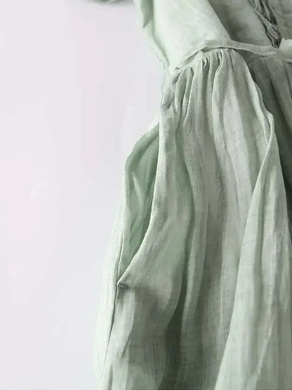 Women’s A-Line Midi Dress with Tie Waist and Ruffle Trim
