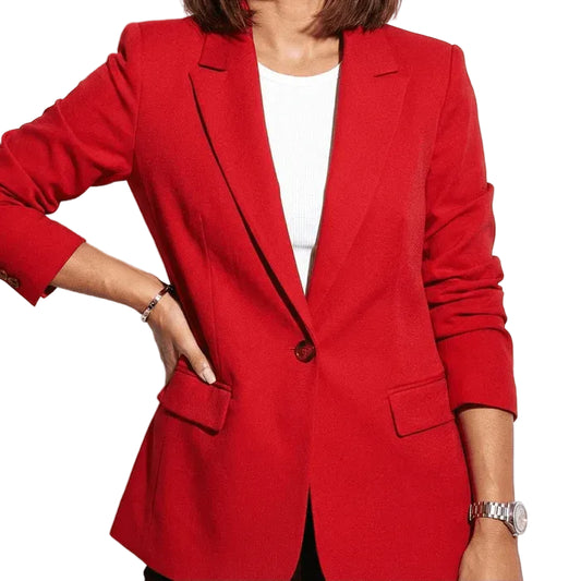 Women’s Blazer with Single Button Closure and Notch Lapel