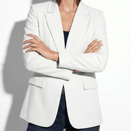 Women’s Blazer with Single Button Closure and Notch Lapel