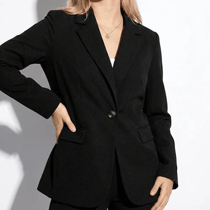 Women’s Blazer with Single Button Closure and Notch Lapel