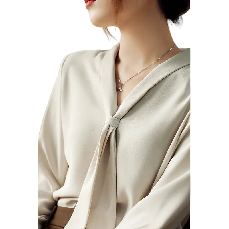 Women’s Blouse with Collar Neck and Attached Tie