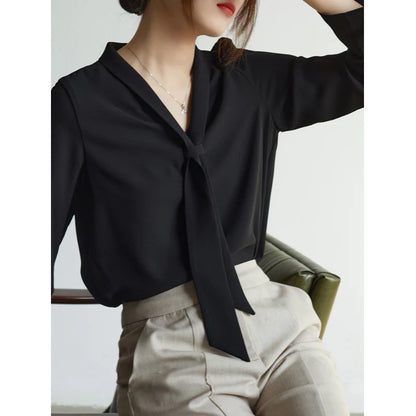 Women’s Blouse with Collar Neck and Attached Tie