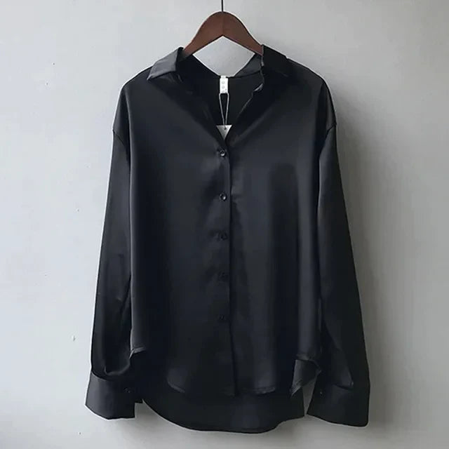 Women’s Collared Shirt with Button Front and Long Sleeves
