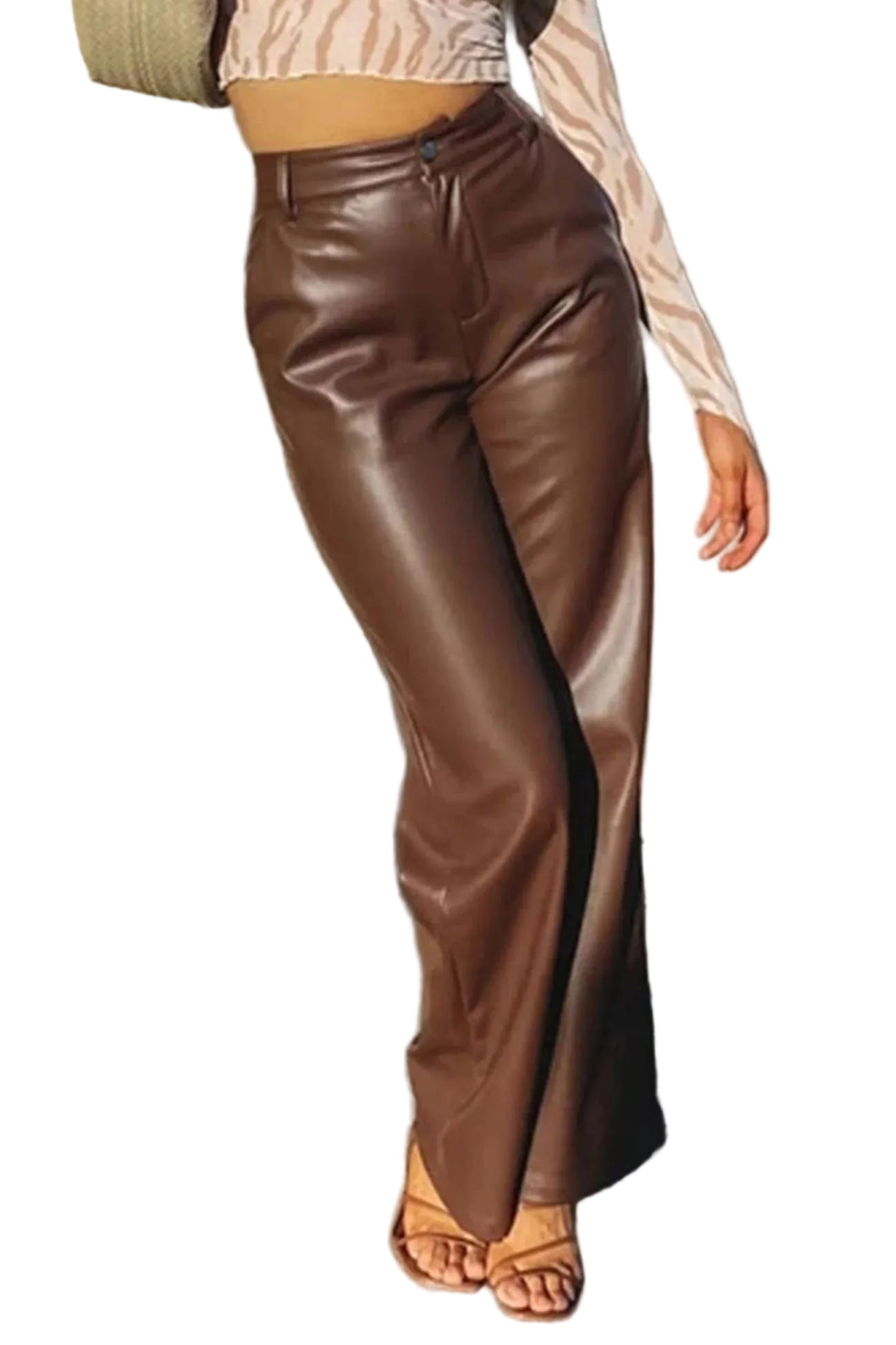 Women’s High-Waist Wide Leg Pants with Zip Closure