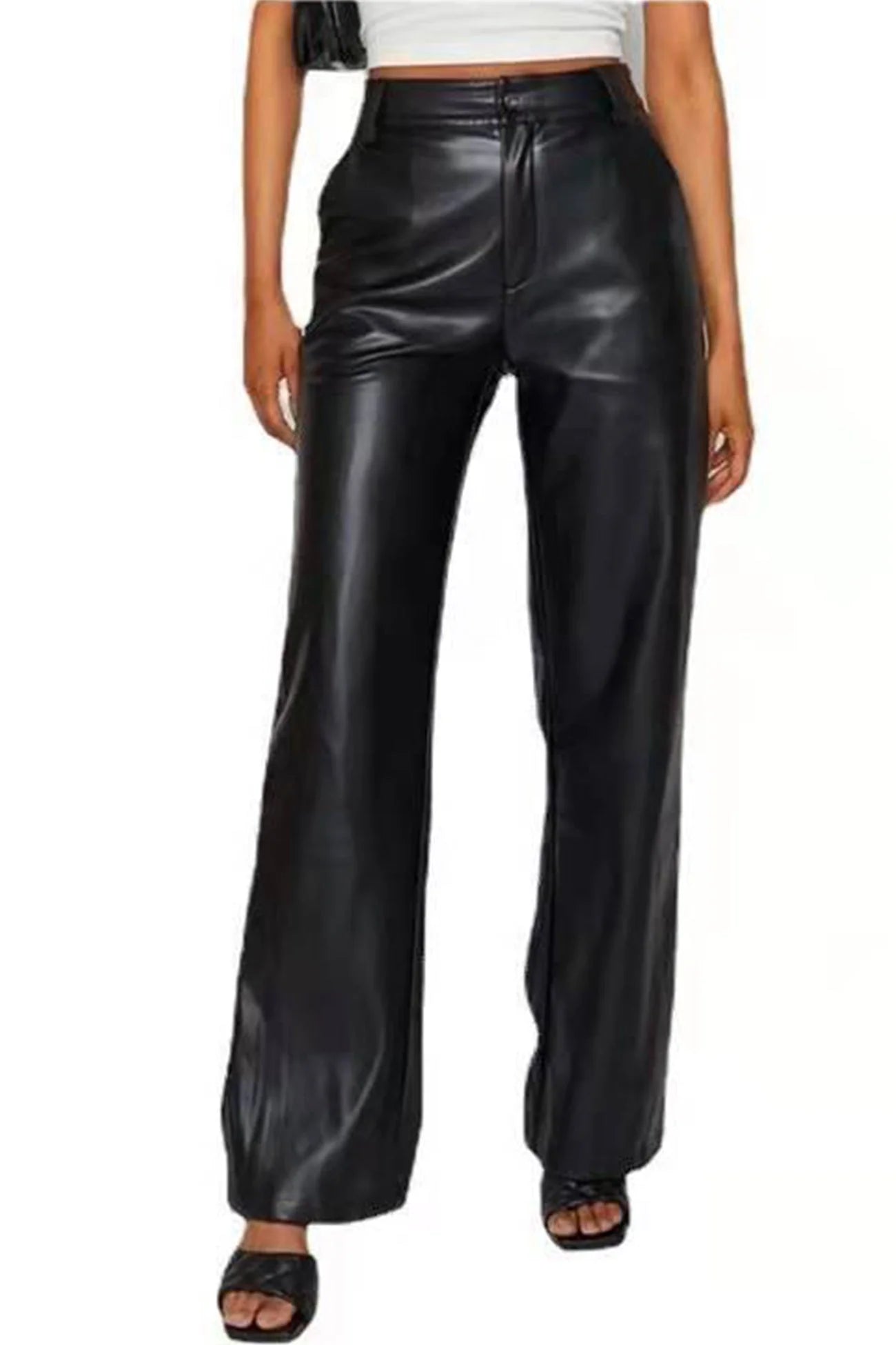Women’s High-Waist Wide Leg Pants with Zip Closure