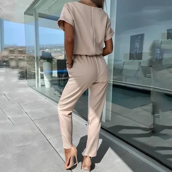 Women’s Keyhole Neck Top and Tie Waist Pants Set