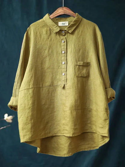 Women’s Long Sleeve Button-Front Shirt with Chest Pocket