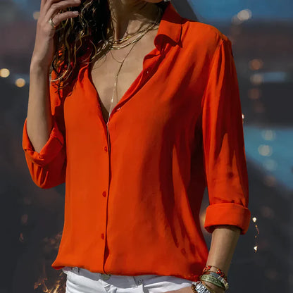 Women’s Long Sleeve Button-Front Shirt with Collar