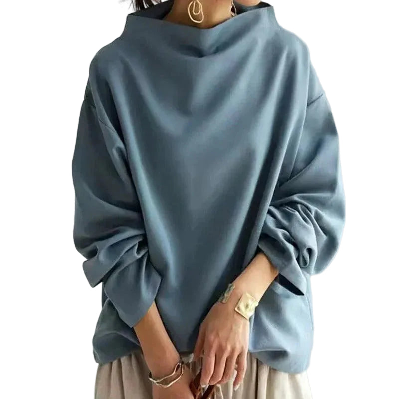 Women’s Long Sleeve Top with Funnel Neck and Pullover Design