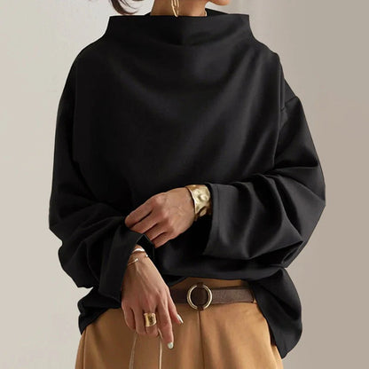 Women’s Long Sleeve Top with Funnel Neck and Pullover Design