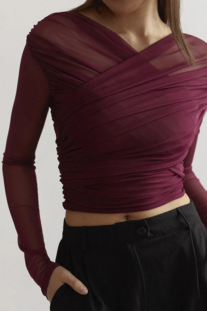 Women’s Long Sleeve Top with Off Shoulder Neckline