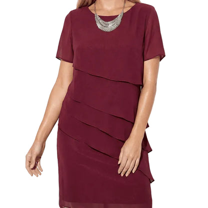 Women’s Mini Dress with Short Sleeves and Tiered Design