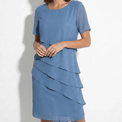 Women’s Mini Dress with Short Sleeves and Tiered Design
