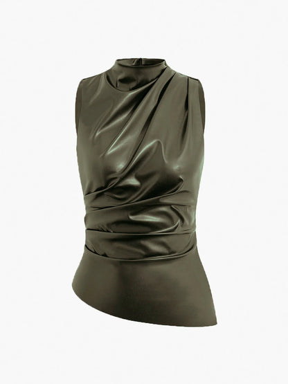 Women’s Sleeveless Draped High Neck Top