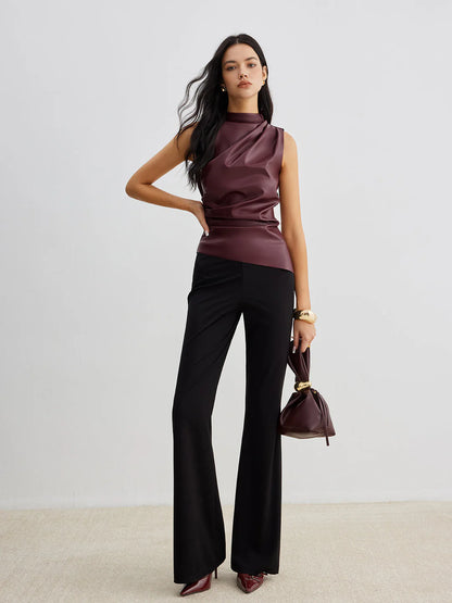 Women’s Sleeveless Draped High Neck Top