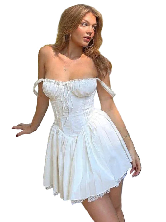 Women’s Sleeveless Mini Dress with Fitted Bodice and Flared Skirt