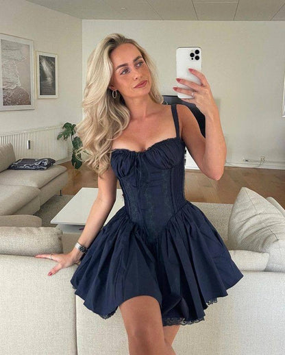 Women’s Sleeveless Mini Dress with Fitted Bodice and Flared Skirt